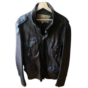 Top Gun- Men’s chocolate brown leather jacket-Size XL-EUC